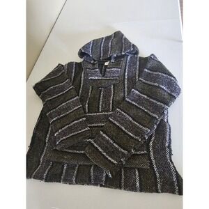 Frank's Textiles Baja Hoodie Mens Small Mexican Drug‎ Rug Pullover Striped